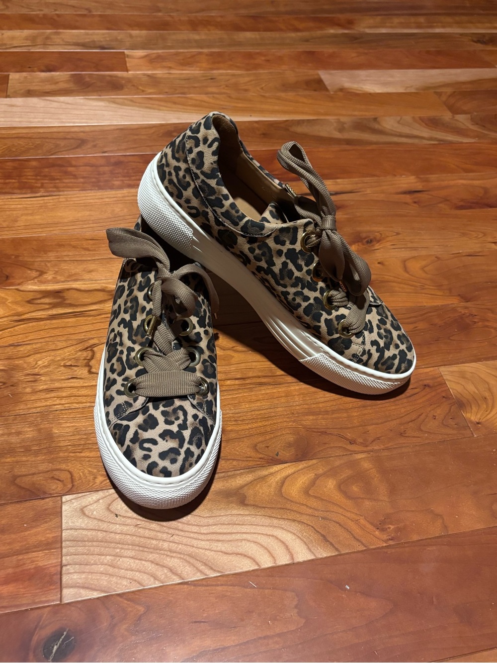 Gabor Leopard Print Low-Top Sneakers in Brown and Black